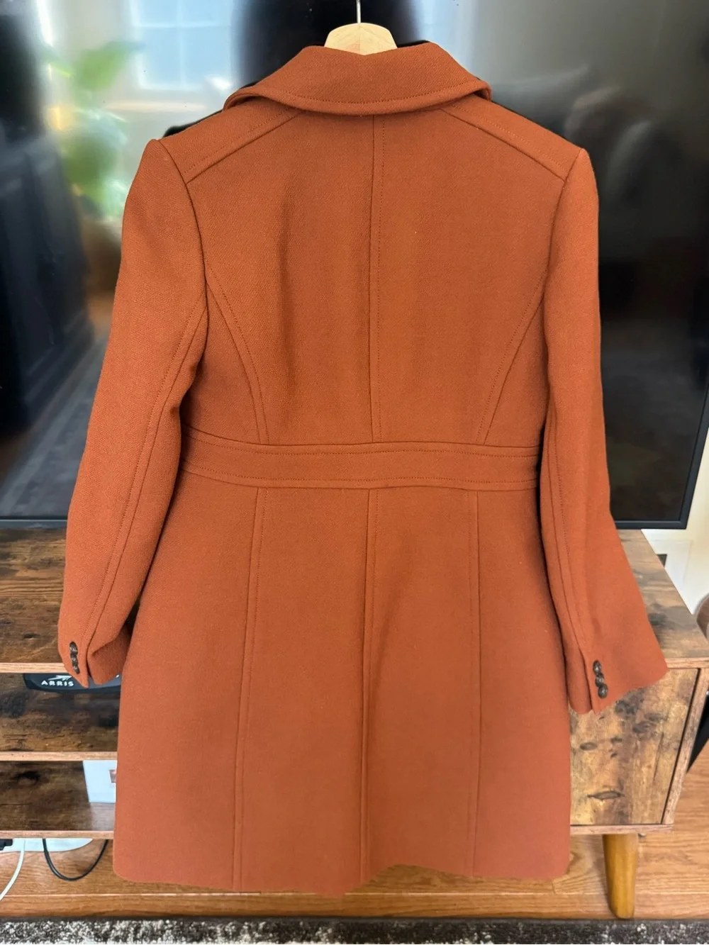 J. Crew Women’s Rust Orange Wool-Blend Pea Coat - Picture 2 of 3